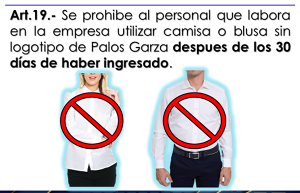 Prohibicion de camisa-blusa sin logo